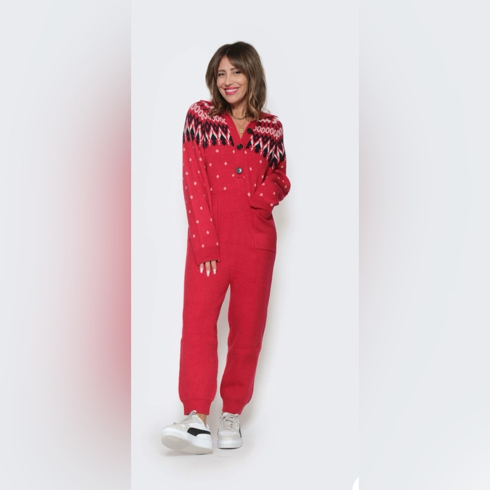 BNWT Smash and Tess Asher Fair Isle Romper jumpsuit in Red